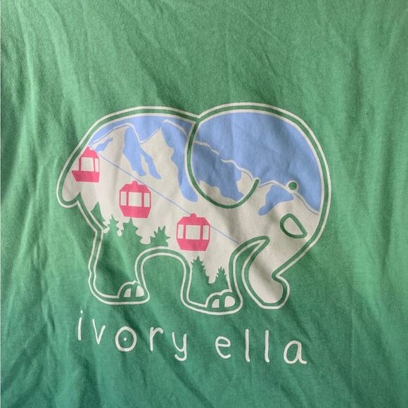 Ivory Ella Small‎ Green Ski Mountain Cropped Long Sleeve Shirt - Picture 5 of 5